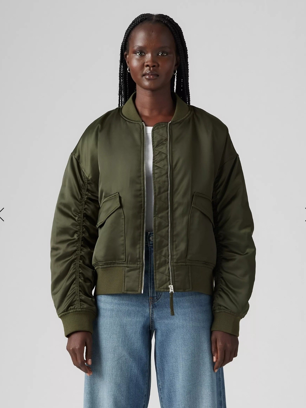 Levi's Olive Green Satin Bomber Jacket [M]